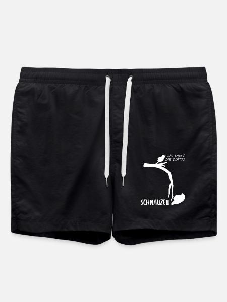 WItziger Spruch mit dickem Vogel für Übergewichtig - Badeshorts - Schwarz