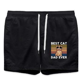 Best Cat Dad Ever Cat Cat Lover Gift - Swim Trunks - black - Front - AI Model Male 185 light (185cm)