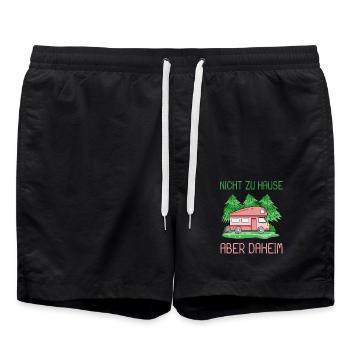 Camping Camper Wohnmobil - Badeshorts - Schwarz - Vorne - AI Model Male 185 light (185cm)