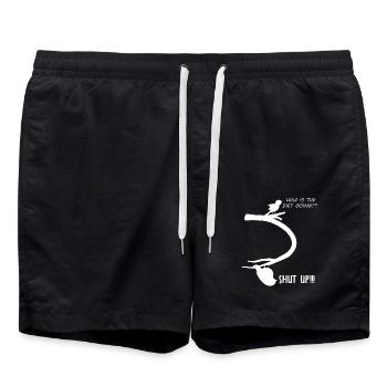 WItziger Spruch mit dickem Vogel für Übergewichtig - Badeshorts - Schwarz - Vorne - AI Model Male 185 light (185cm)