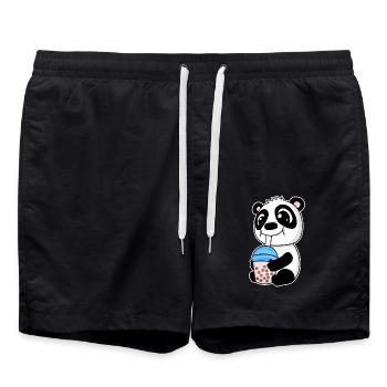 Bubble Tea Panda - Swim Trunks - black - Front - AI Model Male 185 light (185cm)