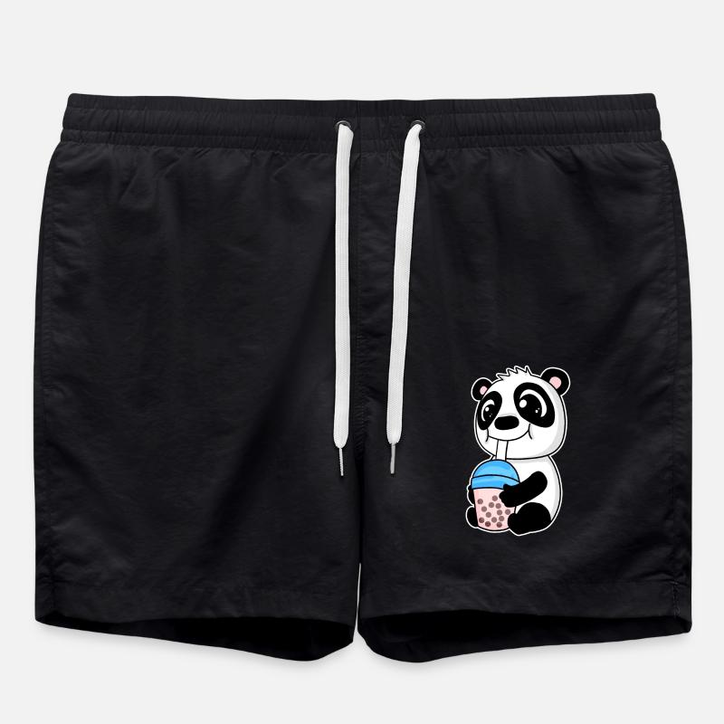 Bubble Tea Panda - Swim Trunks - black