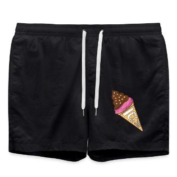 Glace glace glace crème glacée d’été rengaine cadeau - Short de bain - noir - Devant - AI Model Male 185 light (185cm)
