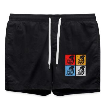 French horn - Badeshorts - Schwarz - Vorne - AI Model Male 185 light (185cm)