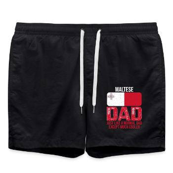 Maltese Dad Malta-Flagge zum Vatertag - Badeshorts - Schwarz - Vorne - AI Model Male 185 light (185cm)