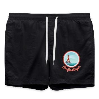 Maritim mit Leuchtturm - Nordsee Insel Butjadingen - Badeshorts - Schwarz - Vorne - AI Model Male 185 light (185cm)