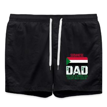 Soudane papa drapeau soudanais pour la fête des pères - Short de bain - noir - Devant - AI Model Male 185 light (185cm)