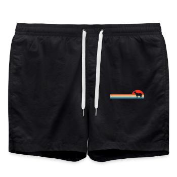 Ziege Bauernhof Ziegen Lamm Tiere Retro Geschenk - Badeshorts - Schwarz - Vorne - AI Model Male 185 light (185cm)