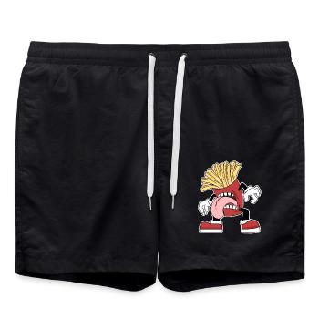 French fries - Swim Trunks - black - Front - AI Model Male 185 light (185cm)