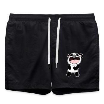 Doux panda riant - Short de bain - noir - Devant - AI Model Male 185 light (185cm)