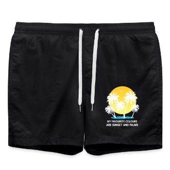 Palmen Sommer Sonnenuntergang Meer Lieblingsfarben - Badeshorts - Schwarz - Vorne - AI Model Male 185 light (185cm)