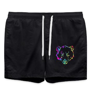 Bär marmoriert - Badeshorts - Schwarz - Vorne - AI Model Male 185 light (185cm)