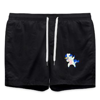 Finnland Flagge Dabbing Einhorn - Badeshorts - Schwarz - Vorne - AI Model Male 185 light (185cm)