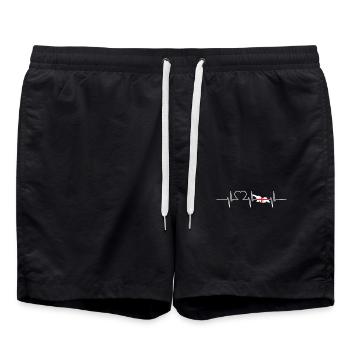 Georgien mit Herzschlag EKG Vintage Flagge - Badeshorts - Schwarz - Vorne - AI Model Male 185 light (185cm)