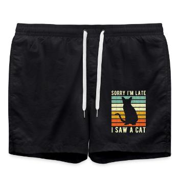 Katze lustiger Spruch - Badeshorts - Schwarz - Vorne - AI Model Male 185 light (185cm)
