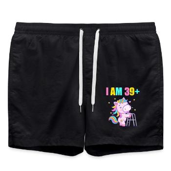 40 ans de licorne J’ai 39 ans+ 40 ans - Short de bain - noir - Devant - AI Model Male 185 light (185cm)