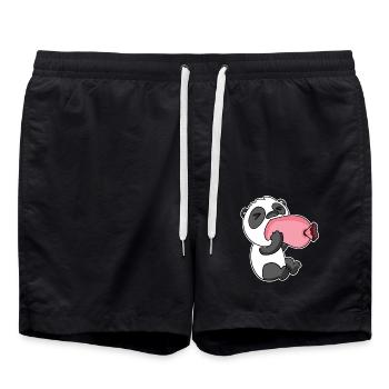 Panda with sausage - Swim Trunks - black - Front - AI Model Male 185 light (185cm)