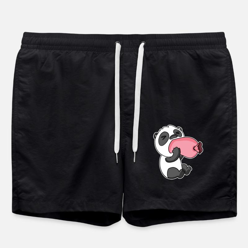 Panda mit Wurst - Badeshorts - Schwarz