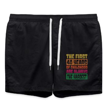 Les 40 premières années les plus difficiles - Cadeau amusant pour le 40e anniversaire - Short de bain - noir - Devant - AI Model Male 185 light (185cm)