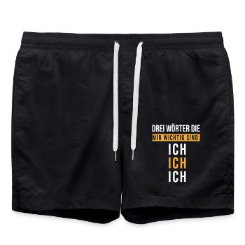 Egoist Egoistisch Spruch lustig - Badeshorts - Schwarz - Vorne - AI Model Male 185 light (185cm)