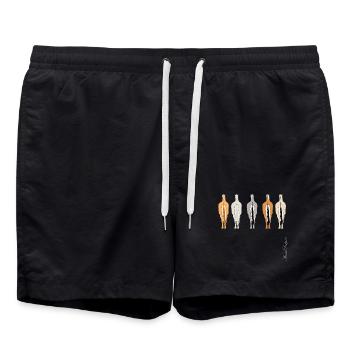 Cheval de fjords norvégiens différents plis de couleurs - Short de bain - noir - Devant - AI Model Male 185 light (185cm)