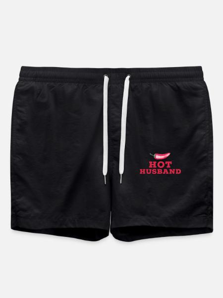 Hot Husband Chilli Spruch für Väter - Badeshorts - Schwarz