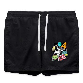 4. Geburtstag Astronaut Jungen Kindergeburtstag - Badeshorts - Schwarz - Vorne - AI Model Male 185 light (185cm)