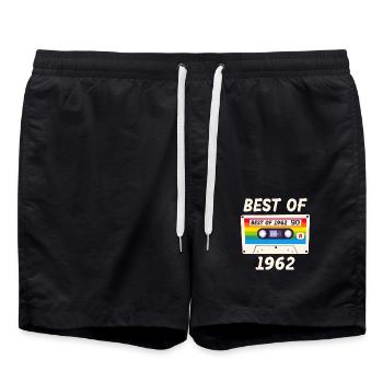 Best of 1962 Rétro Vintage Music Cassette Mixtape - Short de bain - noir - Devant - AI Model Male 185 light (185cm)