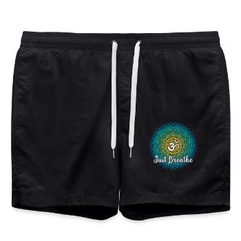 Just Namaste Breathe Yoga Mandala Zen Lotus Tattoo - Short de bain - noir - Devant - AI Model Male 185 light (185cm)