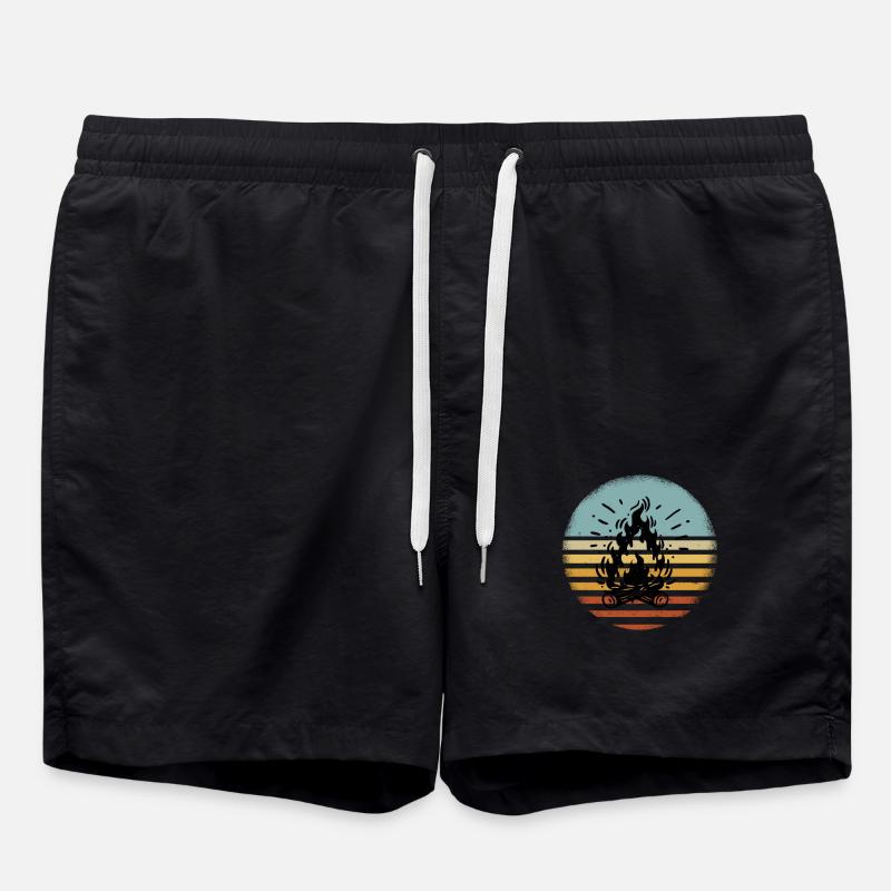 Campfire Camping Retro - Swim Trunks - black
