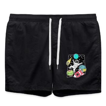 Astronaute dans l’espace avec fusée - Short de bain - noir - Devant - AI Model Male 185 light (185cm)