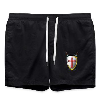 Templer Bouclier et Épées - Templiers - Short de bain - noir - Devant - AI Model Male 185 light (185cm)