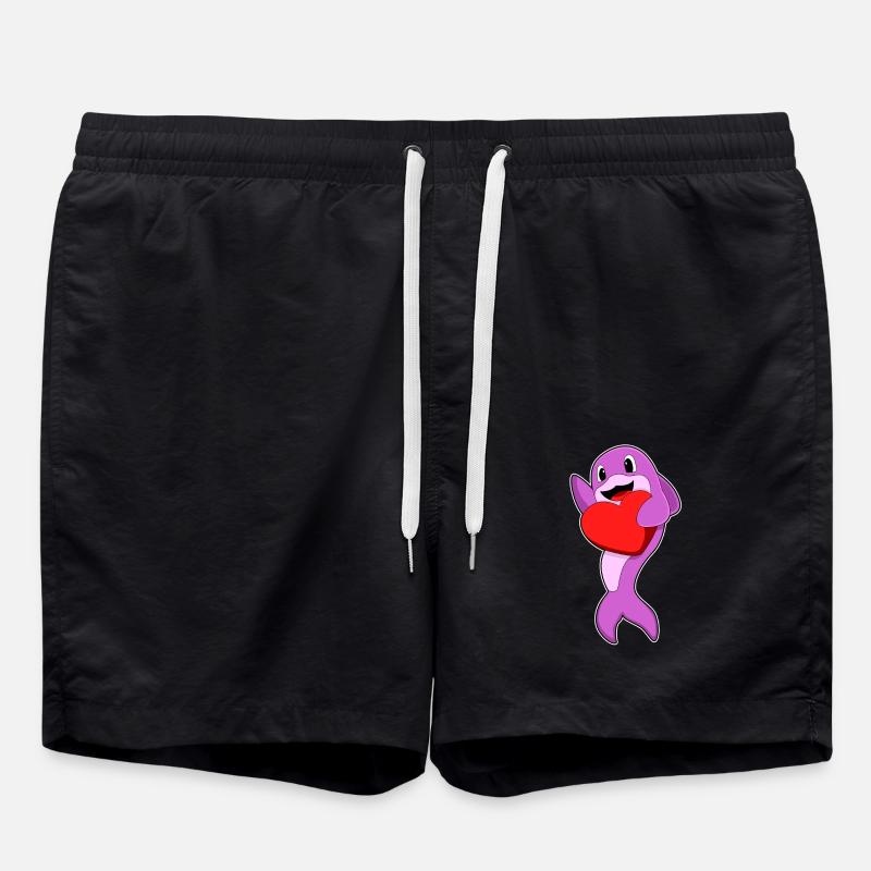 Dauphin avec cœur - Short de bain - noir