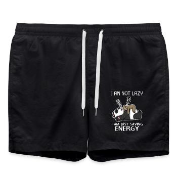 Funny sloth panda saying funny gift - Swim Trunks - black - Front - AI Model Male 185 light (185cm)