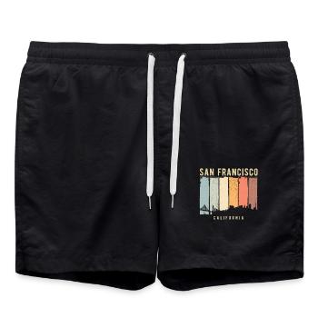 San Francisco Skyline - Badeshorts - Schwarz - Vorne - AI Model Male 185 light (185cm)