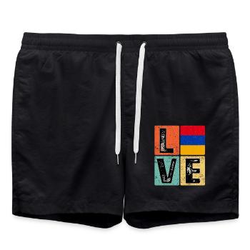 I Love Armenia drapeau pour la fierté arménienne - Short de bain - noir - Devant - AI Model Male 185 light (185cm)
