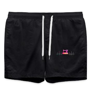 Sewing machine sewing Heartbeat - Swim Trunks - black - Front - AI Model Male 185 light (185cm)