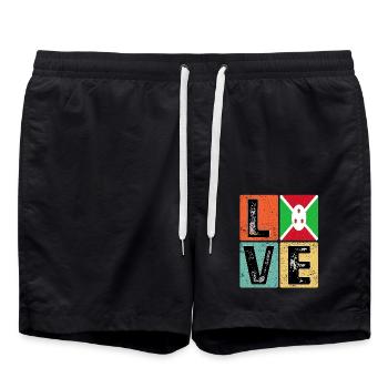 I Love Burundi Flag for Burundian Pride - Badeshorts - Schwarz - Vorne - AI Model Male 185 light (185cm)