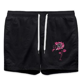 Fight Breast Cancer Breast Cancer Flower Gift - Swim Trunks - black - Front - AI Model Male 185 light (185cm)