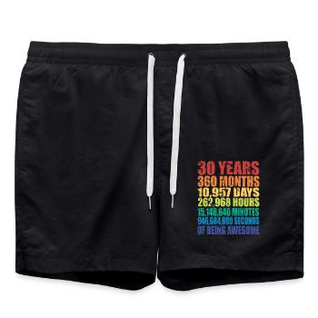 Lustiges Geschenk zum 30. Geburtstag, Alters-Countdown - Badeshorts - Schwarz - Vorne - AI Model Male 185 light (185cm)