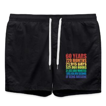 60 Jahre und Zeug für dark rev2 - Badeshorts - Schwarz - Vorne - AI Model Male 185 light (185cm)