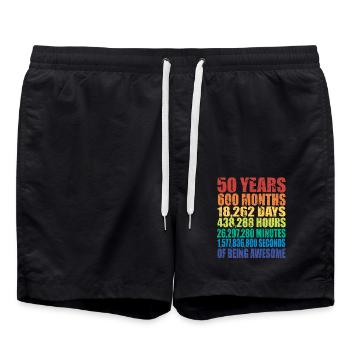 Lustiges Geschenk zum 50. Geburtstag, Alters-Countdown - Badeshorts - Schwarz - Vorne - AI Model Male 185 light (185cm)