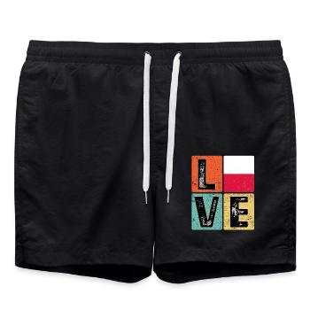 I Love Poland drapeau pour la fierté polonaise - Short de bain - noir - Devant - AI Model Male 185 light (185cm)