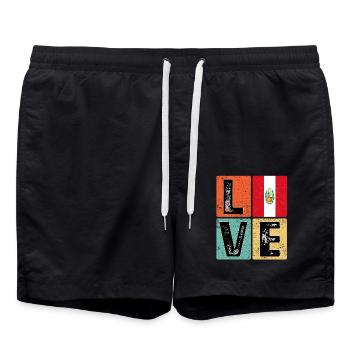 I Love Peru Flag for Peruvian Pride - Swim Trunks - black - Front - AI Model Male 185 light (185cm)