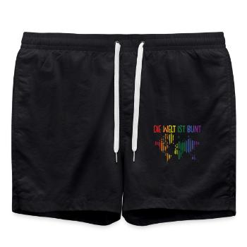Regenbogen Gleichberechtigung Welt Bunt Geschenk - Badeshorts - Schwarz - Vorne - AI Model Male 185 light (185cm)