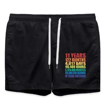 Lustiges Geschenk zum 11. Geburtstag, Alters-Countdown - Badeshorts - Schwarz - Vorne - AI Model Male 185 light (185cm)