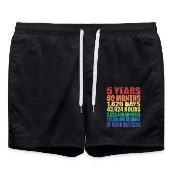 Drôle de cadeau de 5ème anniversaire, âge de 5 ans - Short de bain - noir - Devant - AI Model Male 185 light (185cm)