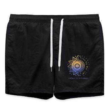 Love By The Sun Dream By The Moon Boho Geschenk - Badeshorts - Schwarz - Vorne - AI Model Male 185 light (185cm)