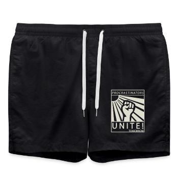 Procrastinators Unite Tomorrow Studenten Geschenk - Badeshorts - Schwarz - Vorne - AI Model Male 185 light (185cm)