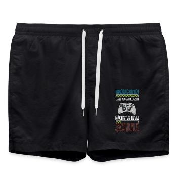 Einschulung Level Schule Schulanfang Geschenk - Badeshorts - Schwarz - Vorne - AI Model Male 185 light (185cm)